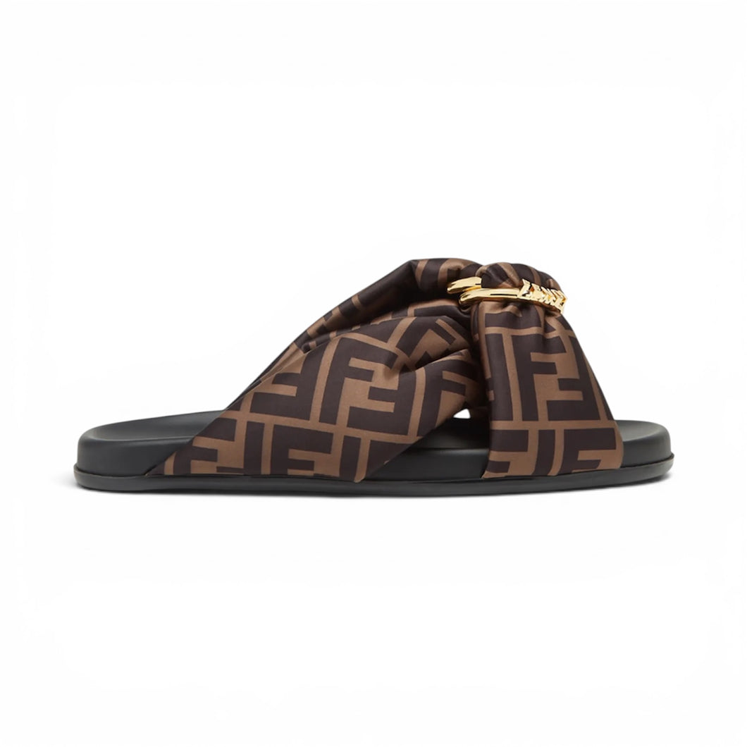 Fendi Shoes, FF Satin Slide Sandals  (size 37)