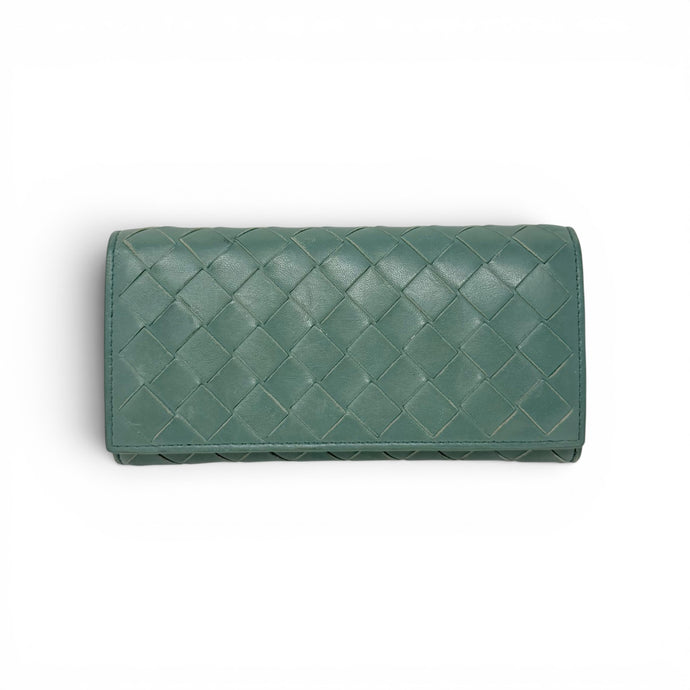 Bottega Veneta Aloe Leather Intrecciato Continental Wallet