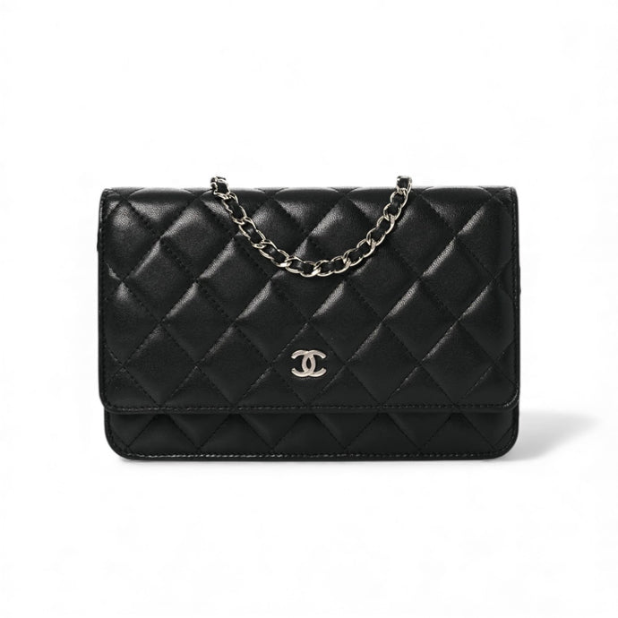 Chanel Bag, 2018 Black Lambskin Quilted Wallet On Chain