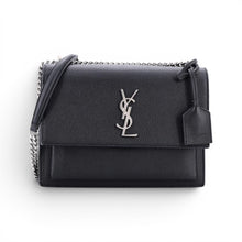 Saint Laurent Bag, Black Pebbled Leather Sunset Medium Shoulder Bag