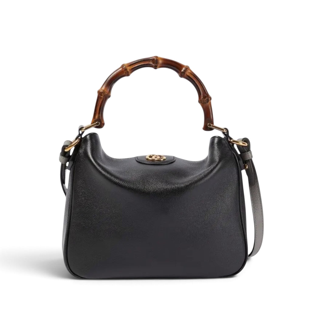 Gucci Bag, Black Leather Diana Small Bamboo Shoulder Bag