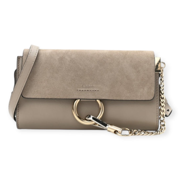 Chloé Bag, Motty Grey Suede Calfskin Mini Faye Shoulder Bag