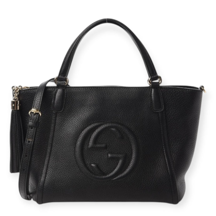 Gucci Bag, Black Pebbled Calfskin Small Soho Top Handle Bag