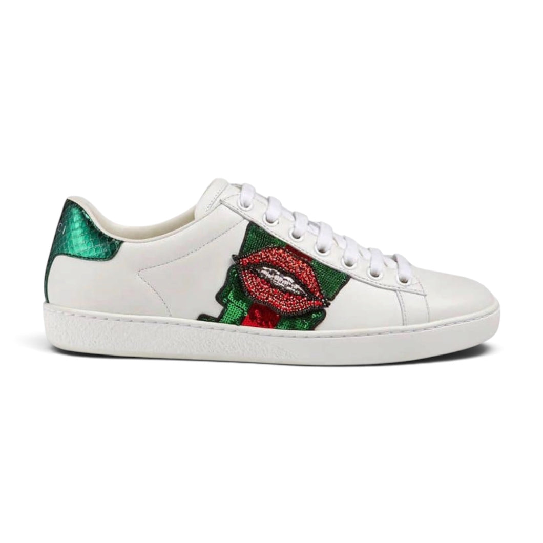 Gucci Shoes, White Leather Ace Sneakers (size 37.5)