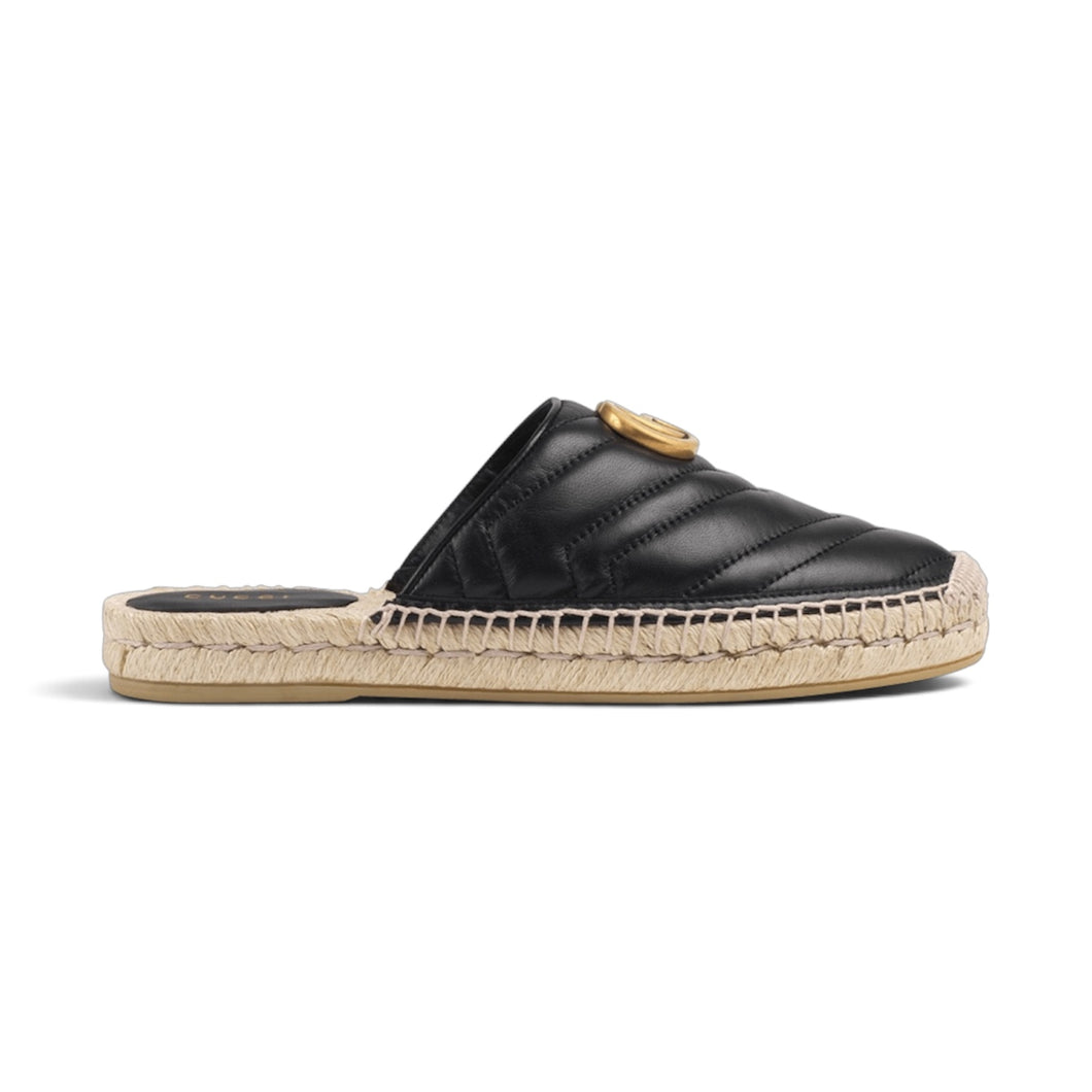 Gucci Shoes, Black Leather GG Espadrilles (size 36.5)