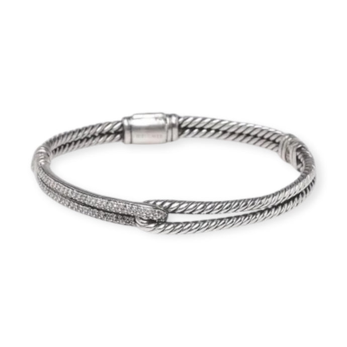 David Yurman Sterling Silver And Diamonds Labyrinth Single-Loop Bracelet