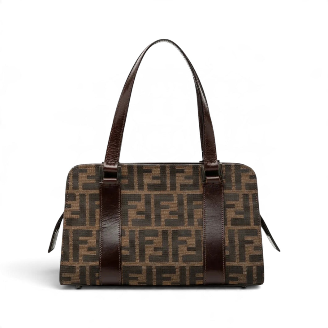 Fendi FF Monogram Zucca Canvas East/West Top Handle Bag