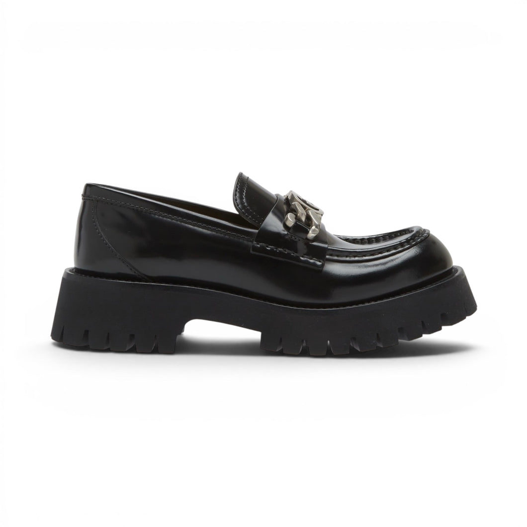 Gucci Shoes, Black Leather Jeanne Moc Toe Platform Loafers (size 38)