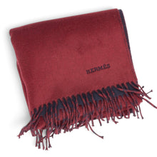 Hermès Navy & Bordeaux Double Face Cashmere Scarf