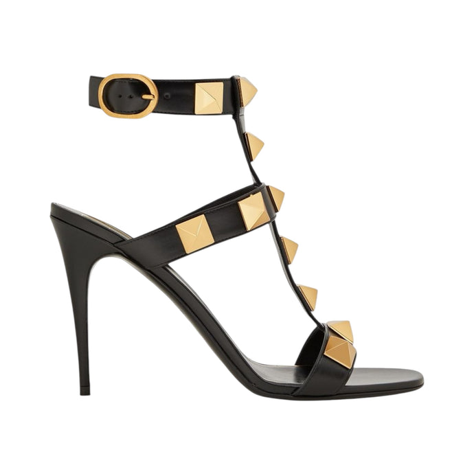 Valentino Shoes, Black Roman Stud Leathers Heels (size 36)