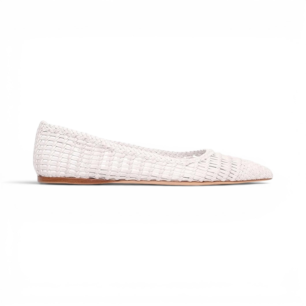 Gabriella Hearst Shoes, White Aurora Braided Flat Shoes (size 38)