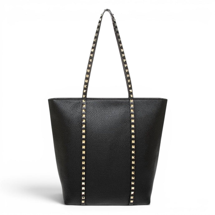 Valentino Bag, Black Leather Rockstud Zip Tote