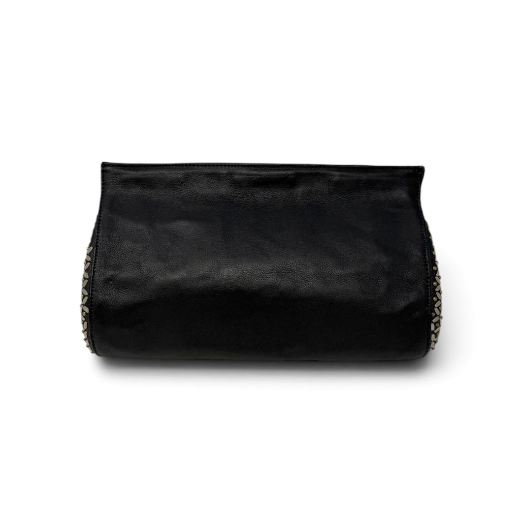 Calleen Cordero Bag, Black Leather Hand-Studded Clutch