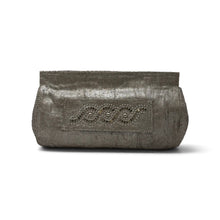 Calleen Cordero Bag, Grey Metallic Hand-Studded Clutch