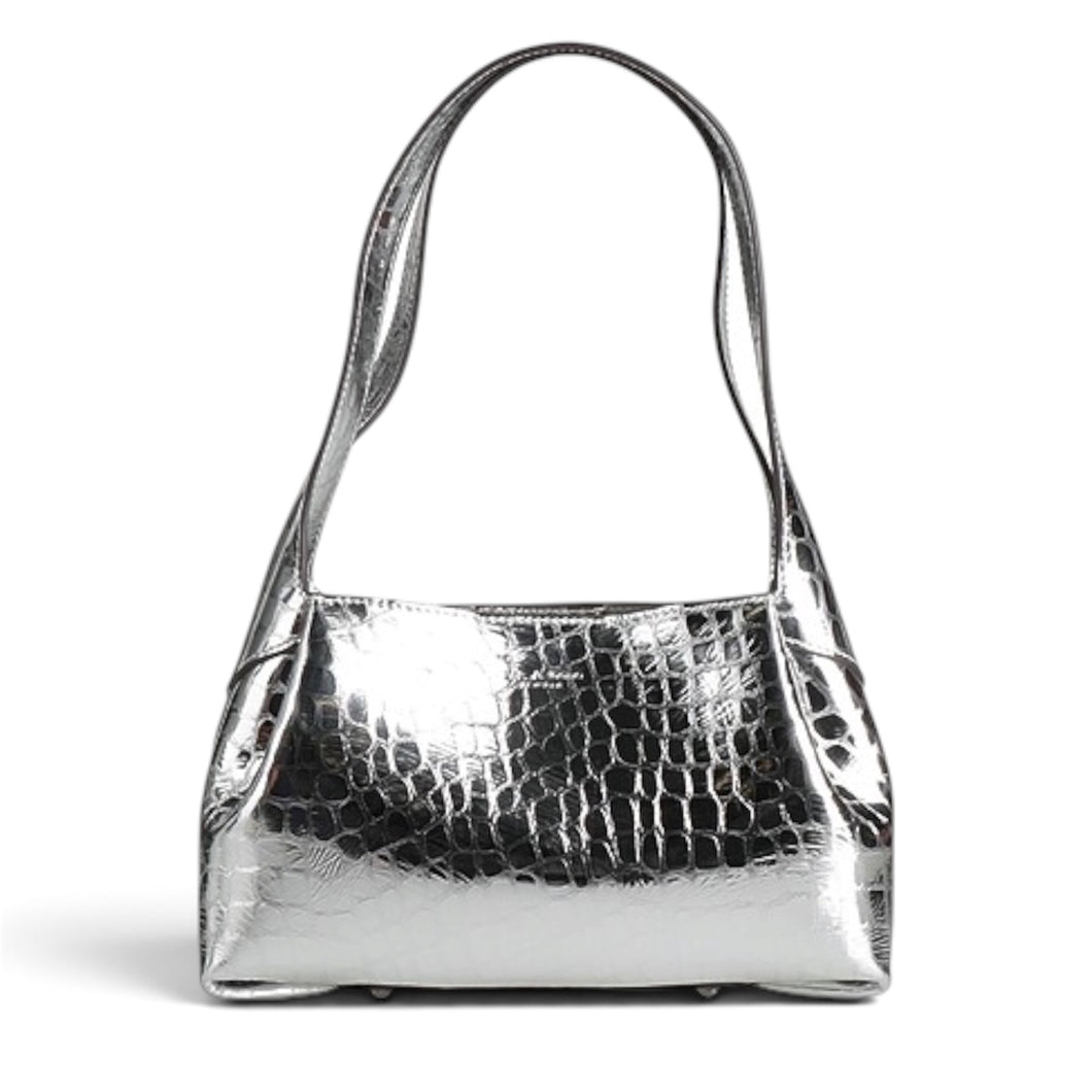 Rag & Bone Bag, Silver Metallic Embossed Leather Shoulder Bag