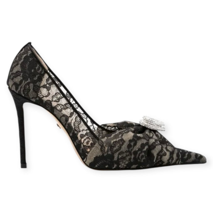 Mach & Mach Shoes, Black Lace Double Heart 95 Pumps (size 40)