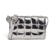 Bottega Veneta Bag, Silver Metallic Lambskin Padded Cassette Crossbody Bag