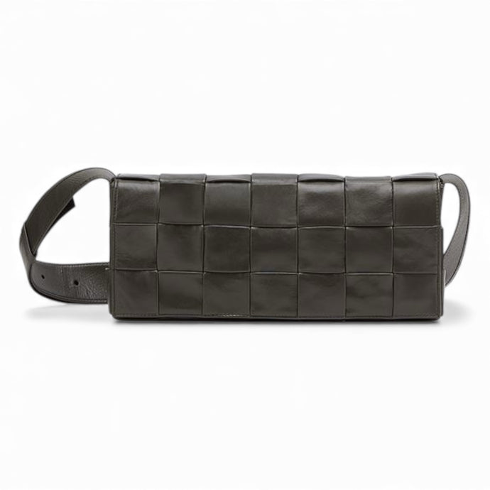 Bottega Veneta Bag, Dark Olive Calfskin Intrecciato Stretch Cassette Crossbody