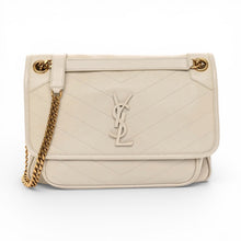 Saint Laurent Bag, Cream Lambskin Matelasse Monogram Medium Niki Chain Satchel