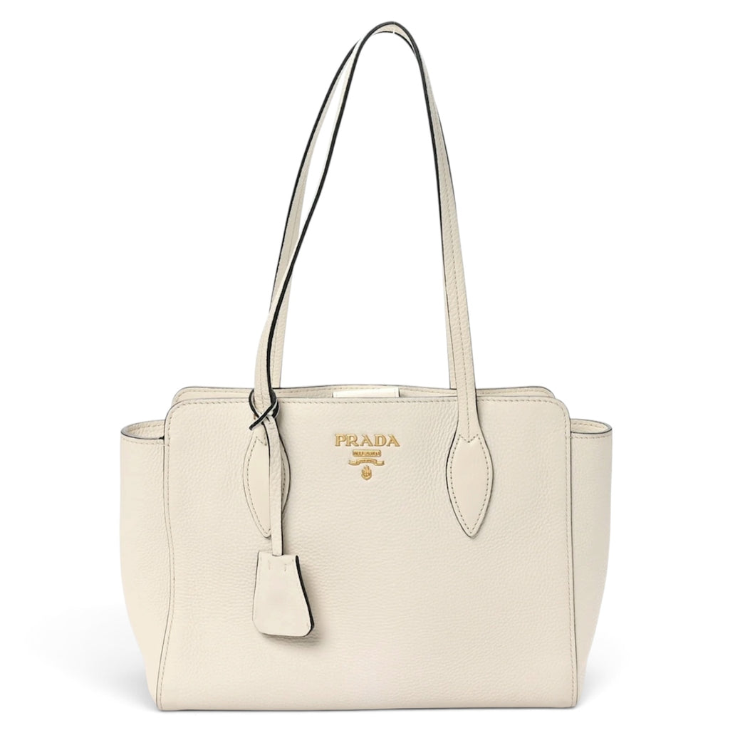 Prada Bag, Off White Vitello Leather Phenix Tote