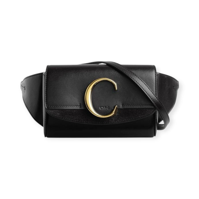 Chloé Bag, Black Calfskin Suede C Belt Bag