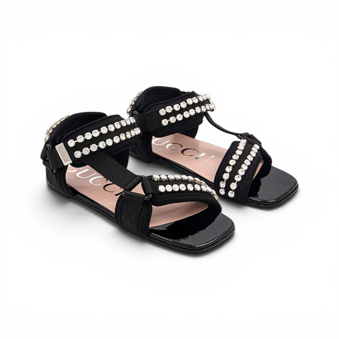 Gucci Shoes, Black Velcro Embellished Sandals (size 36)