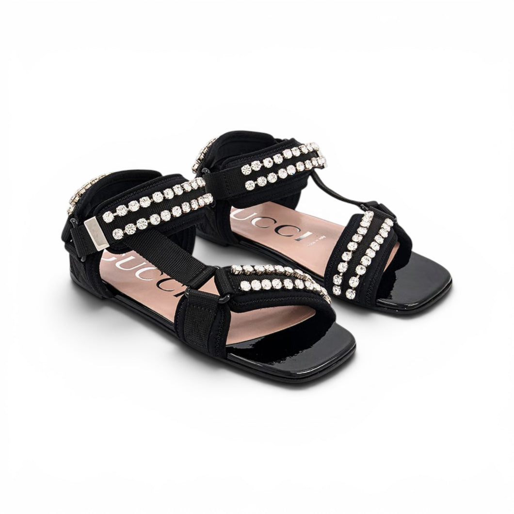 Gucci Shoes, Black Velcro Embellished Sandals (size 36)