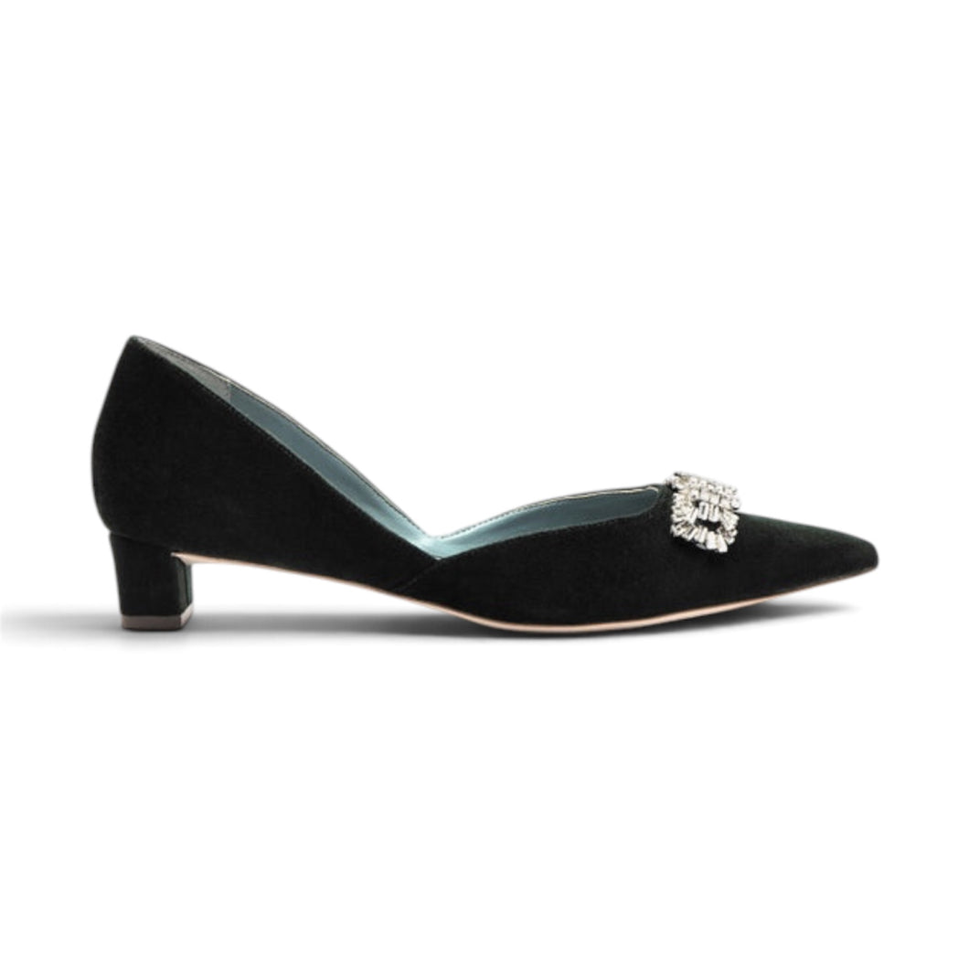 Frances Valentine Shoes, Black Paula Mini Block Heels