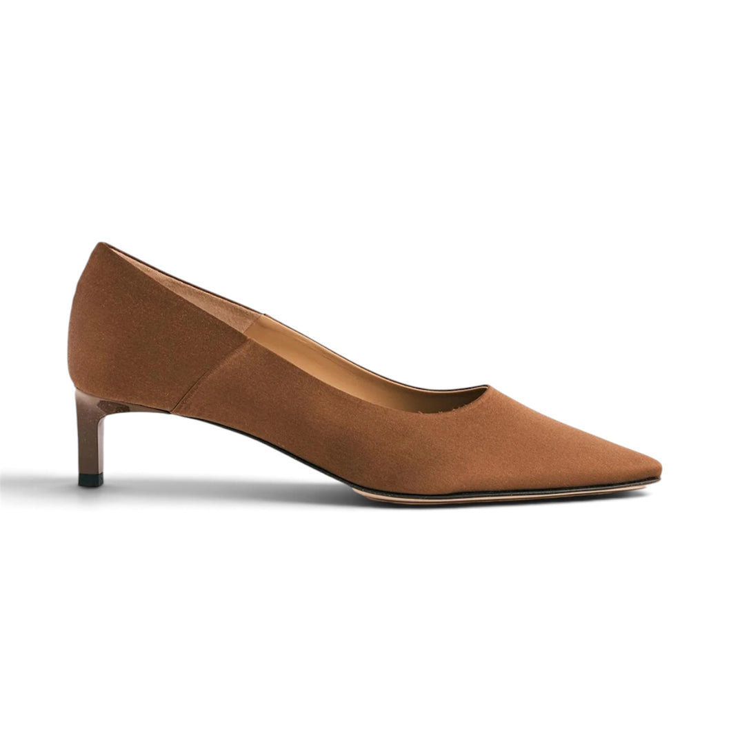 Dear Frances Shoes, Pale Brown Satin Topo Pumps
