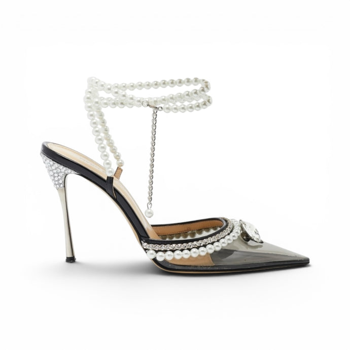 Mach & Mach Shoes, Black & Pearl Point-Toe Heels (size 39.5)