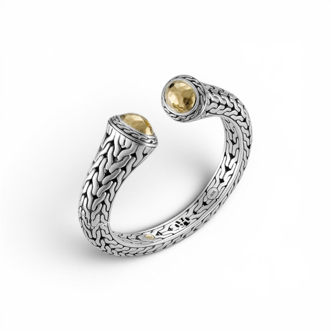 John Hardy Sterling Silver Oval Kick Cuff Hammered Bracelet
