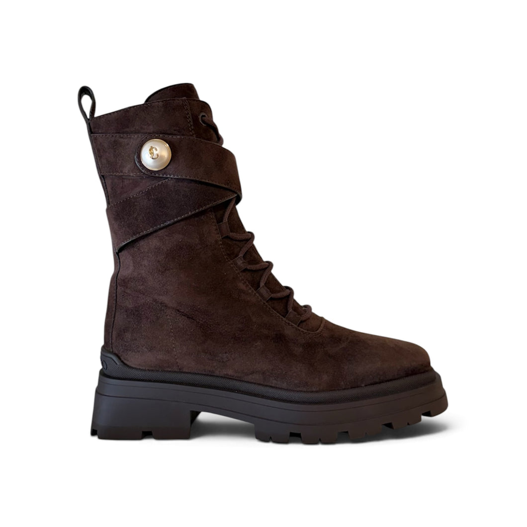 Jimmy Choo Shoes, Brown Suede Combat Boots (size 36.5)