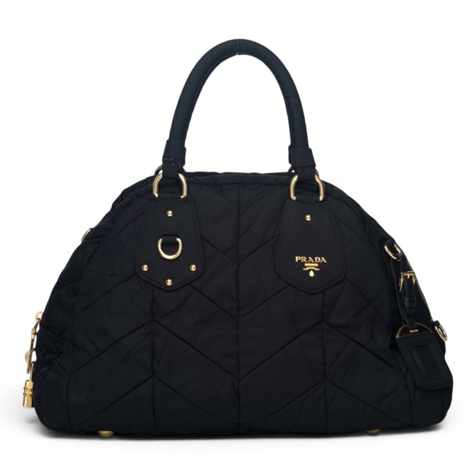 Prada Bag, Black Nylon Quiltin Bauletto Bag
