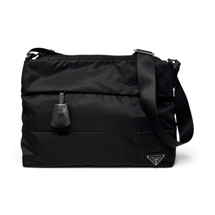 Prada Bag, Black Nylon Zipped Messenger Bag