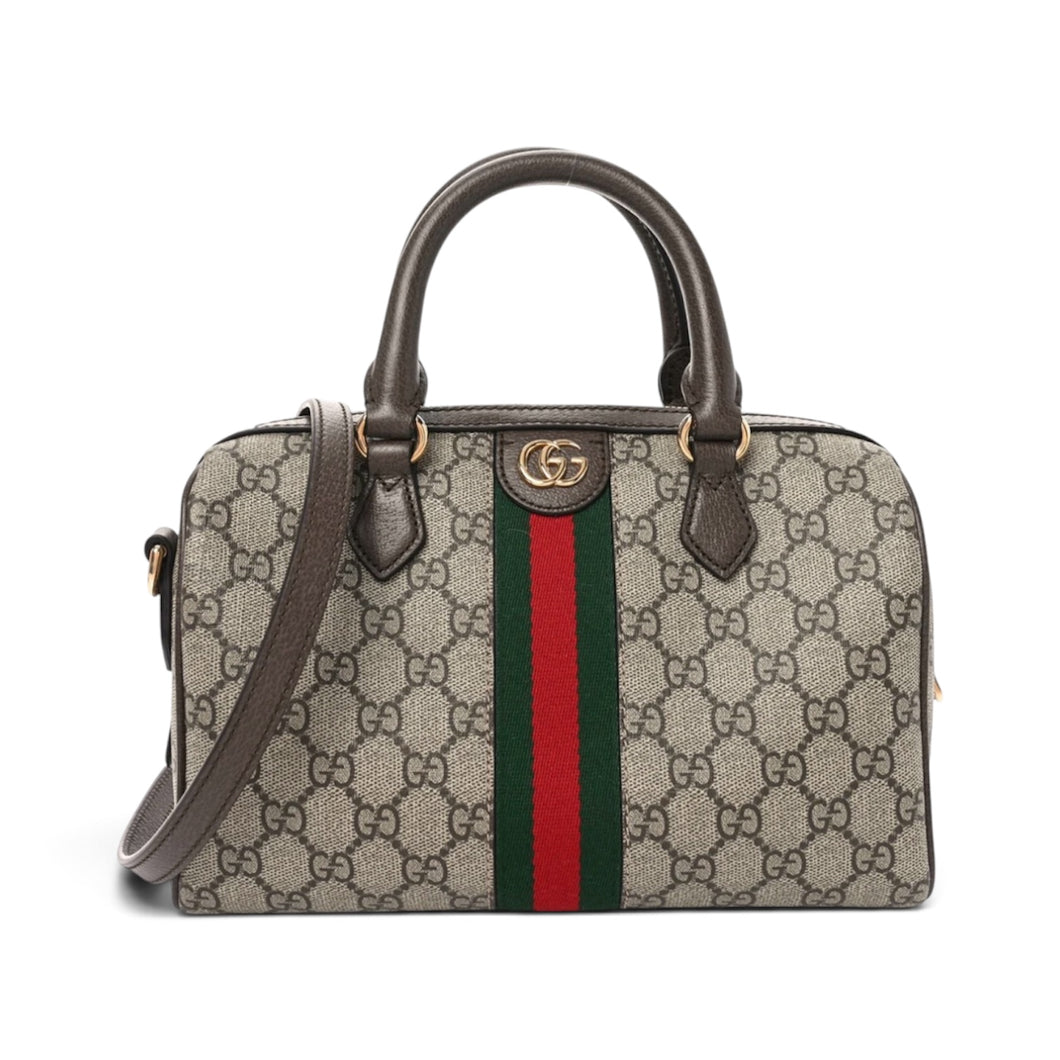 Gucci Bag, GG Supreme Monogram Web Small Ophidia Boston Bag