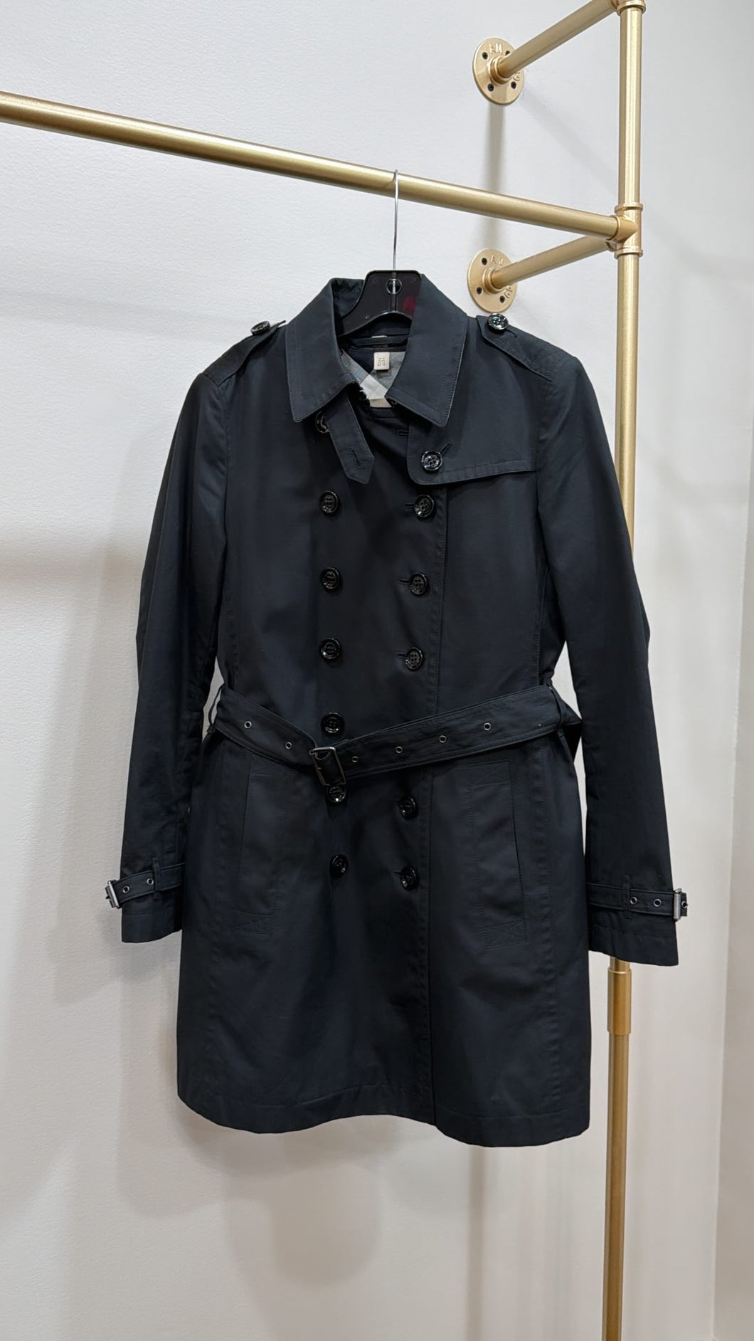 Burberry Black Kensington Heritage Belted Trench Coat
