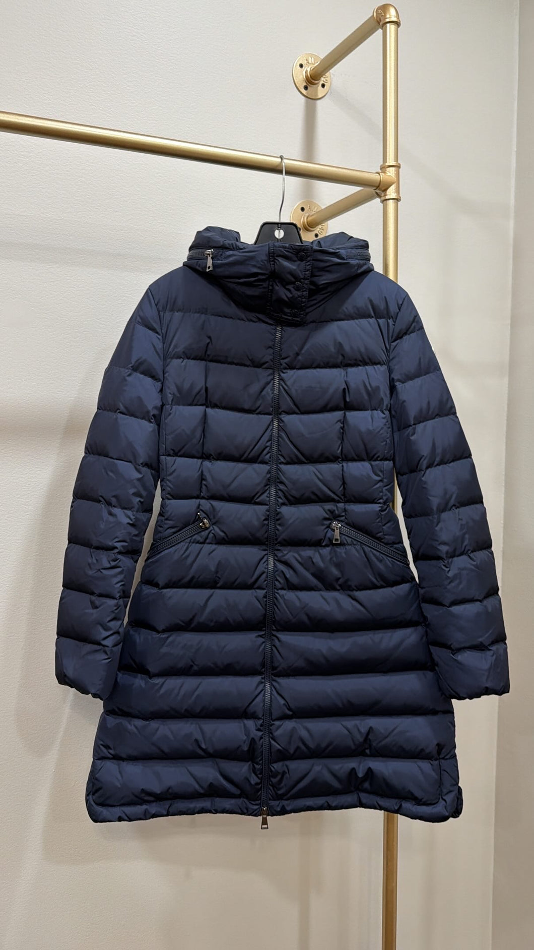 Moncler Navy Flammette Down Coat