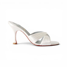 Christian Louboutin Shoes, White Satin Heeled Mules (size 39.5)