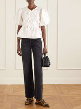Ganni Satin Cloque Peplum Blouse