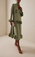 Alexis Green Zuella Ruffled Crepe Midi Dress