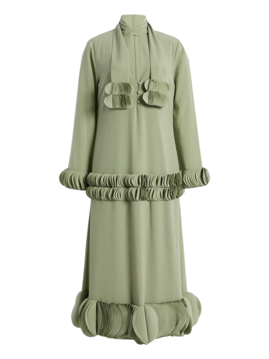 Alexis Green Zuella Ruffled Crepe Midi Dress