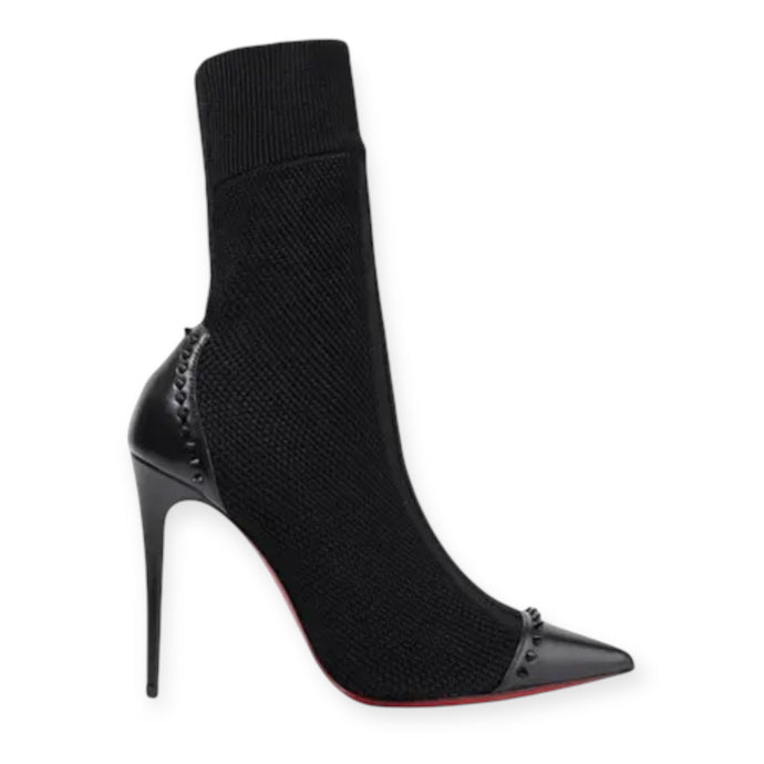 Christian Louboutin Shoes, Black Nappa Knit Dovi Dova 100 Ankle Boots (size 40.5)