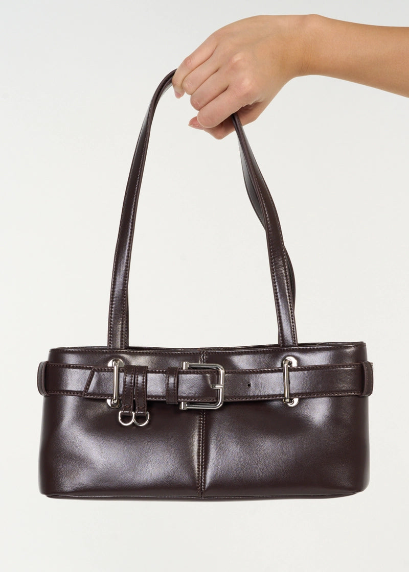 Osoi Bag, Brown Leather Shoulder Brocle Mini Bag