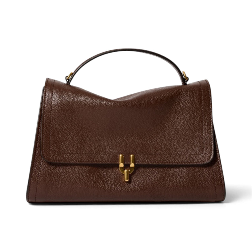 Leo et Violette Bag, Brown Grained Leather Le Daily Soft Laurence Shoulder Bag