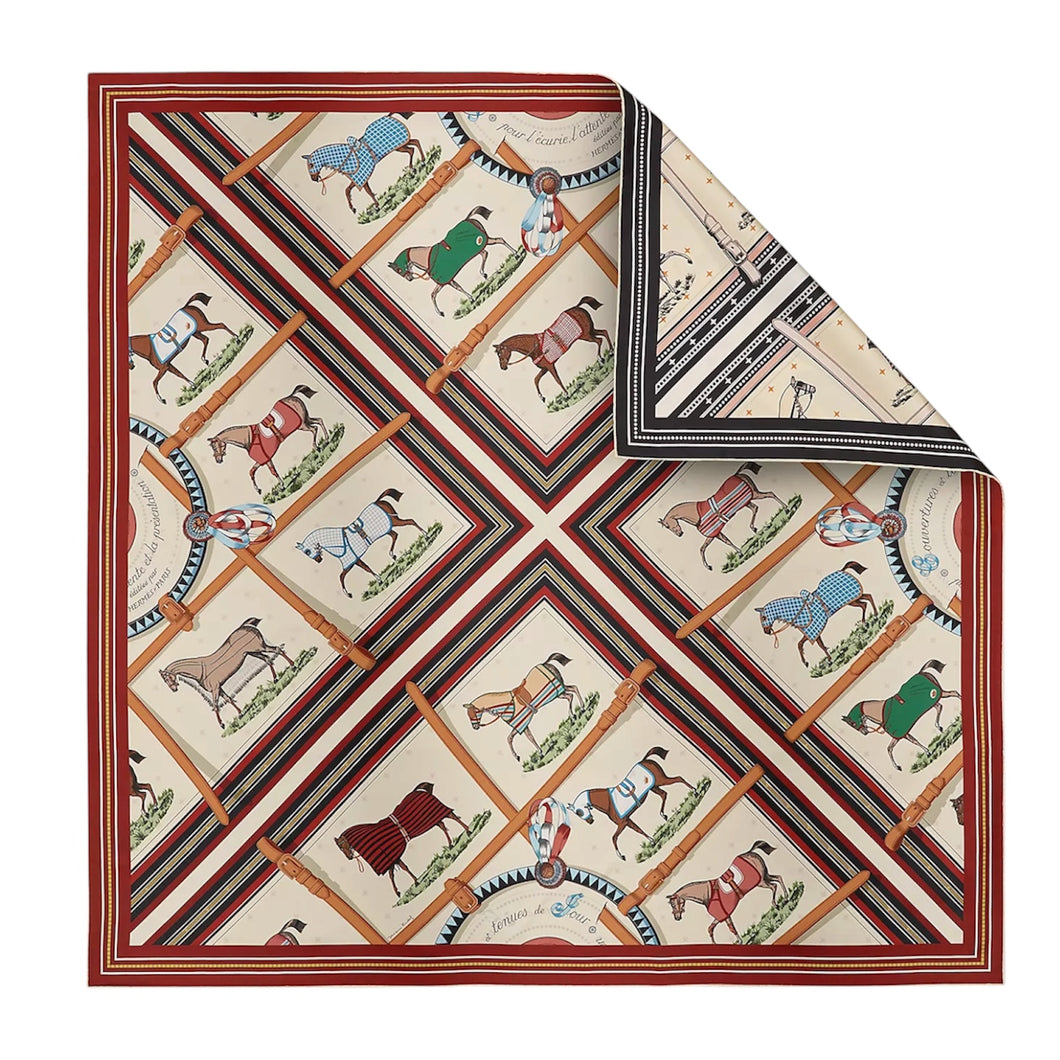 Hermès Couvertures et Tenues de Jour Bandana double face scarf 90