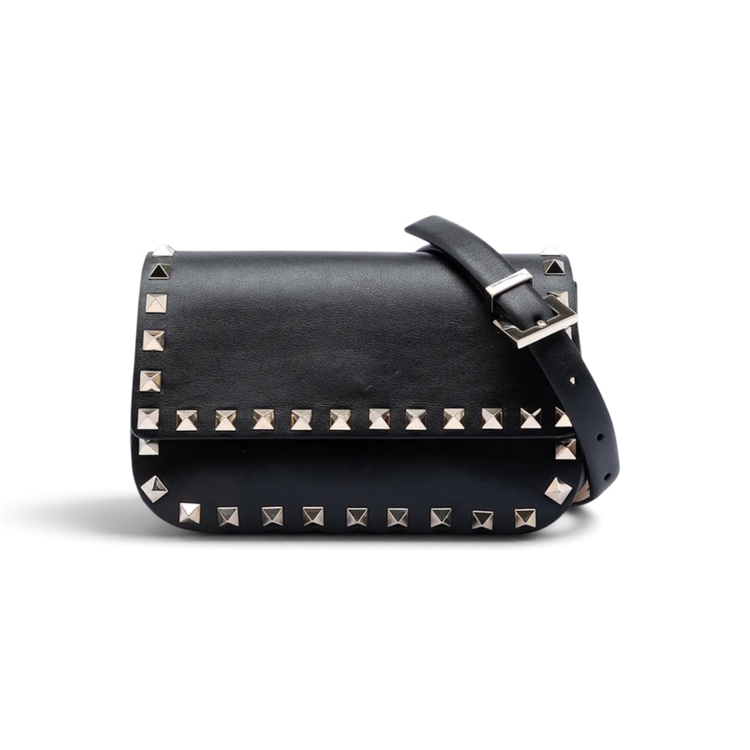 Valentino Bag, Black Leather Rockstud Belt Bag