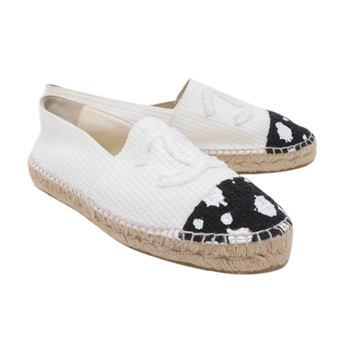 Chanel Shoes, White & Black Monochrome Espadrilles (size 38)