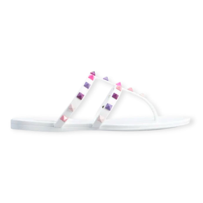Valentino Shoes, White PVC Jelly Rockstud Caged Sandals (size 40)