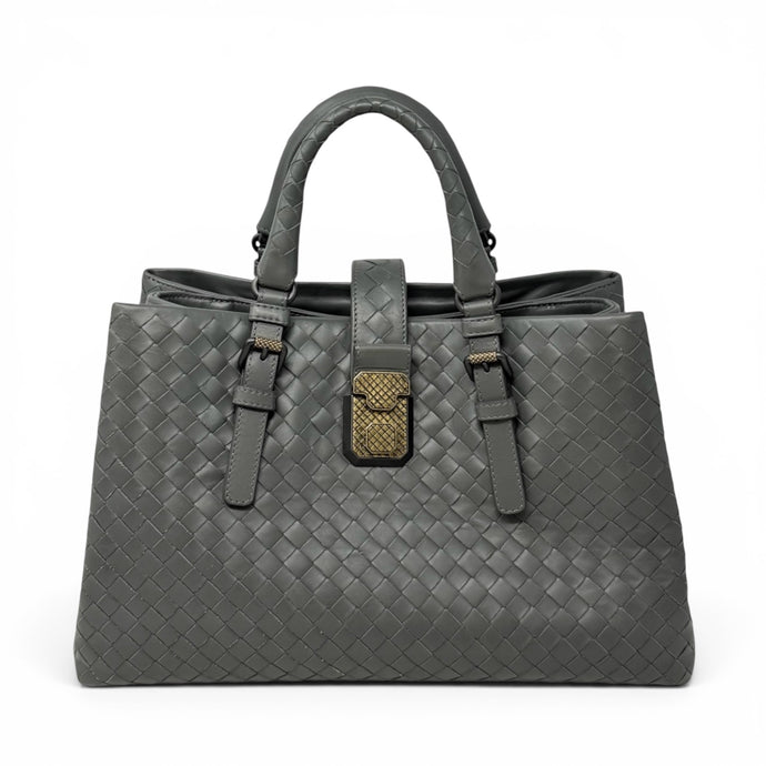 Bottega Veneta Bag, Grey Intrecciato Roma Small Tote