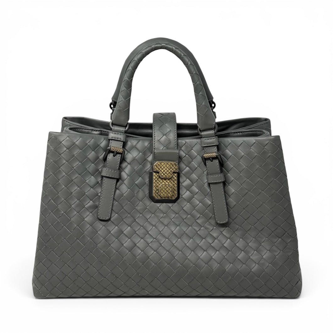 Bottega Veneta Bag, Grey Intrecciato Roma Small Tote